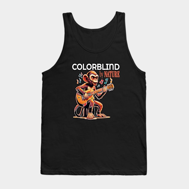 Colorblind by Nature, Melodic Monkey Strums the Blues Tank Top by maknatess